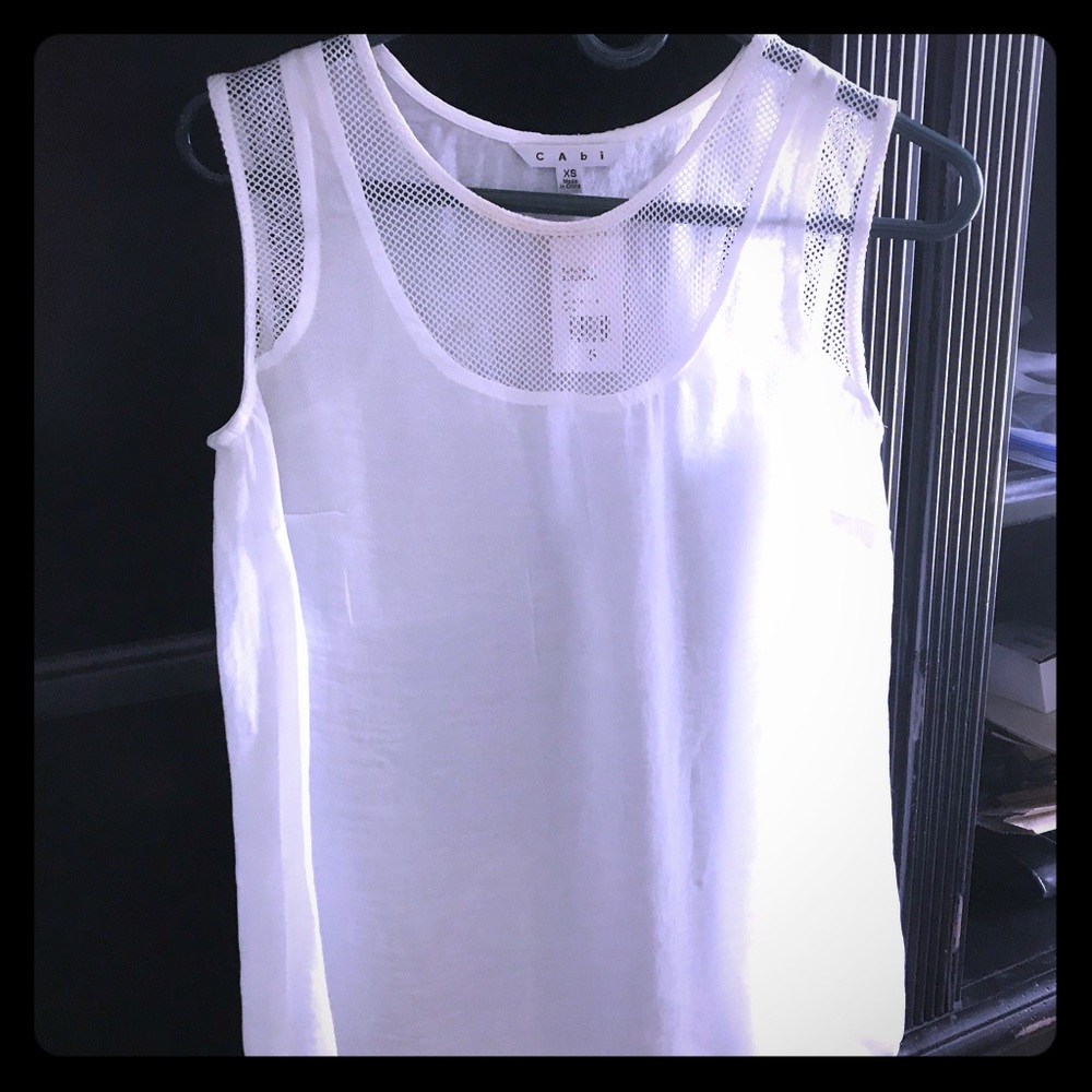 Cabi White Mesh Trim Tank XS, brand new with tags